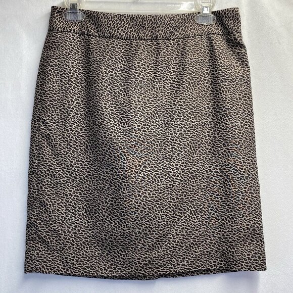 ANN TAYLOR LOFT Straight & Pencil Lined Skirt Women Sz 4 Brown Animal Print Used - Picture 1 of 12